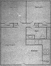 Two Bedroom, One Bath 140 floor plan
